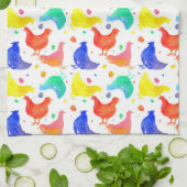 Waterverf kippen regenboog kleuren theedoek (Gevouwen)