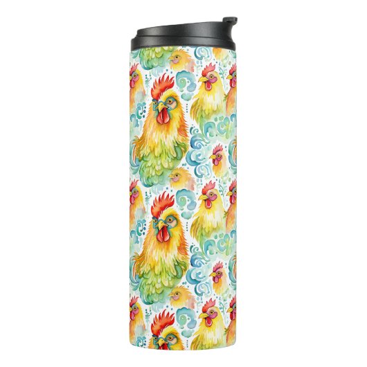 Waterverf Kippen Thermosbeker (Gedraaid links)