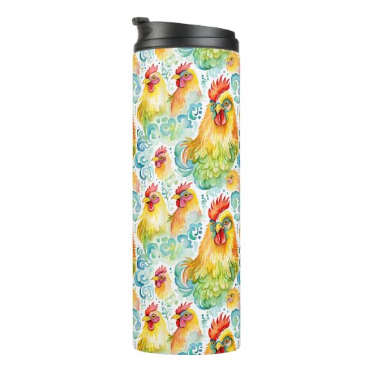 Waterverf Kippen Thermosbeker (Geroteerd rechts)