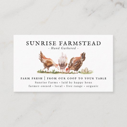 Waterverf Kippen | Verse Boerderijen Visitekaartje (Voorkant)