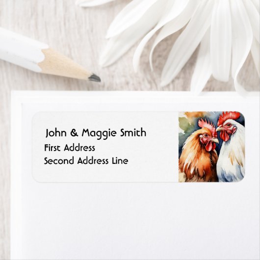 Waterverf kippenren haan Boerderij vogeleieren Etiket (Insitu)