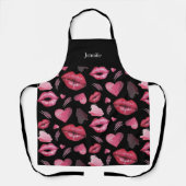 Waterverf Kisses en harten, gemonogd Schort (Voorkant)