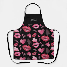 Waterverf Kisses en harten, gemonogd Schort