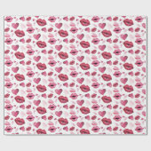 Waterverf Kisses en Hearts Pattern Cadeaupapier (Vlak)