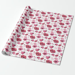 Waterverf Kisses en Hearts Pattern Cadeaupapier