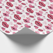 Waterverf Kisses en Hearts Pattern Cadeaupapier (Hoek)