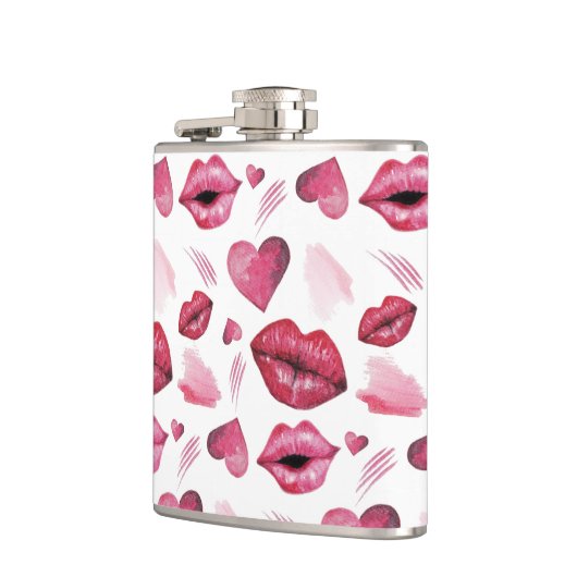 Waterverf Kisses en Hearts Pattern Heupfles (Links)