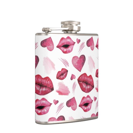 Waterverf Kisses en Hearts Pattern Heupfles (Rechts)