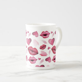 Waterverf Kisses en Hearts Pattern Porselein Kop