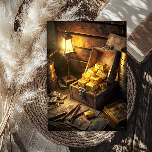 Waterverf  kist van goudstaven western tissuepapier