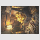 Waterverf  kist van goudstaven western tissuepapier (Voorkant)