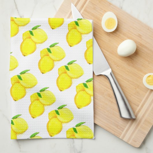 waterverf Kitchen Citrustropische citroenen Theedoek (Quarter Fold)