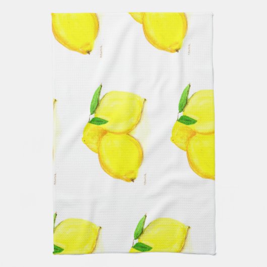 waterverf Kitchen Citrustropische citroenen Theedoek (Verticaal)