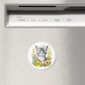 Waterverf Kitten Bloemen Kerstmis Magneet (Insitu (Vaatwasser))