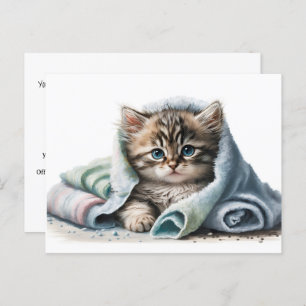 Waterverf Kitten Dierenartsenkliniek Briefkaart