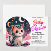 Waterverf Kitten Digitaal Baby shower Kaart (Voorkant / Achterkant)