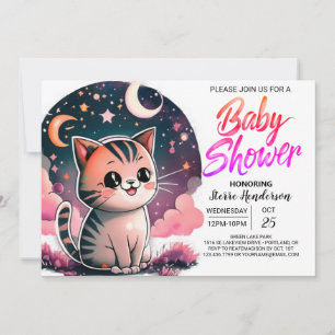 Waterverf Kitten Digitaal Baby shower Kaart