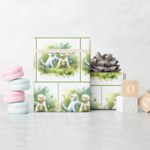 Waterverf Kitten en Puppy Cadeaupapier