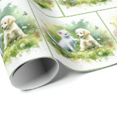 Waterverf Kitten en Puppy Cadeaupapier (Rol Hoek)