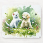 Waterverf Kitten en Puppy Muismat (Voorkant)