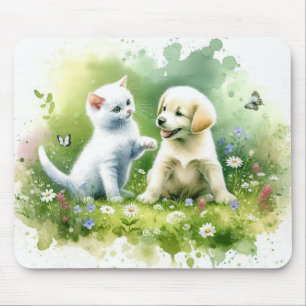 Waterverf Kitten en Puppy Muismat