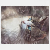 Waterverf Kitten Fleece Deken (Voorkant (Horizontaal))