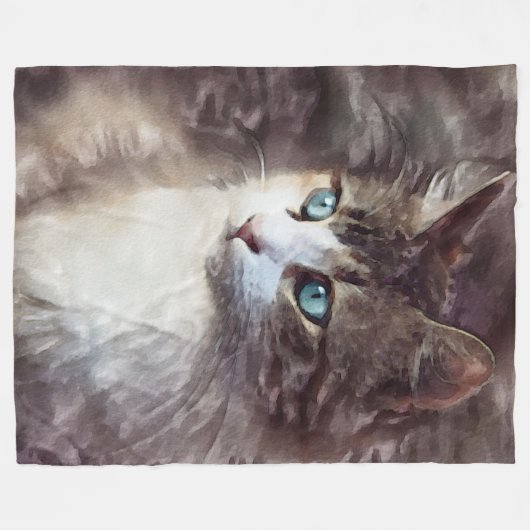 Waterverf Kitten Fleece Deken (Voorkant (Horizontaal))