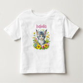 Waterverf Kitten Flowers gepersonaliseerd Kinder Shirts (Voorkant)