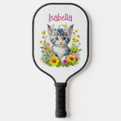 Waterverf Kitten Flowers gepersonaliseerd Pickleball Paddle (Voorkant)