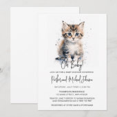 Waterverf Kitten Genderneutraal Baby shower Kaart (Voorkant / Achterkant)