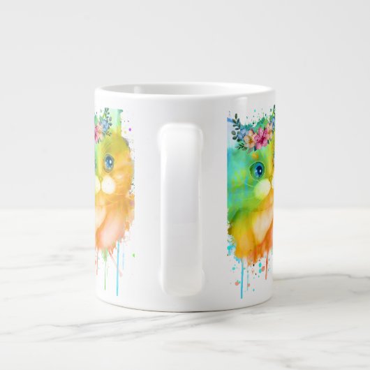 Waterverf Kitten Grote Koffiekop (Achterkant)