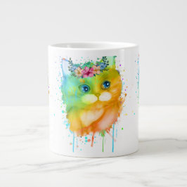 Waterverf Kitten Grote Koffiekop