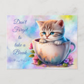 Waterverf Kitten in een teacup kleurrijke kat Briefkaart (Voorkant)