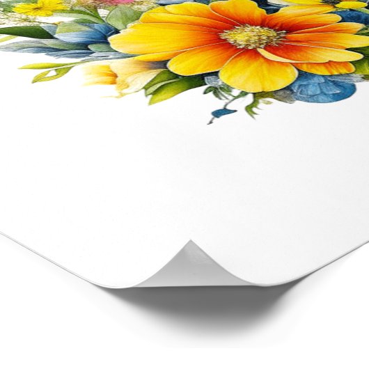 Waterverf Kitten in Flowers Gepersonaliseerd Poster (Hoek)