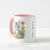 Waterverf Kitten in Yellow Flowers Gepersonaliseer Mok (Voorkant links)