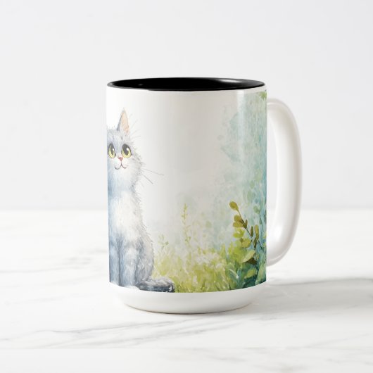 Waterverf Kitten Koffie Mok – Schattigee Cat Lover (Voorkant rechts)