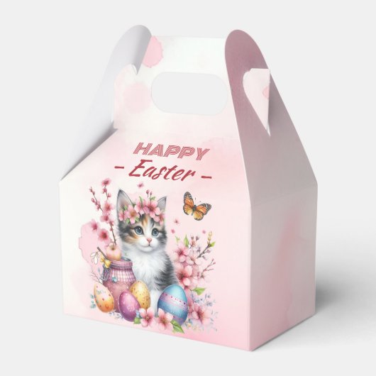 Waterverf Kitten Paaseieren & Bloemen - Bedankdoosjes (Voorkant Zijde)