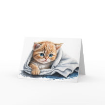 Waterverf Kitten voor Get Well Soon