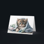 Waterverf Kitten voor Get Well Soon Kaart<br><div class="desc">Waterverf schattig kitten in een warme deken voor snel goed te krijgen.</div>