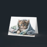 Waterverf Kitten voor Get Well Soon Kaart<br><div class="desc">Waterverf schattig kitten in een warme deken voor snel goed te krijgen.</div>