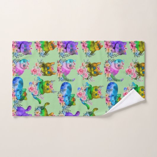 Waterverf kittenpatroon, kitteneigenaar bad handdoek (Handdoek)