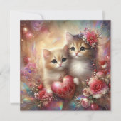 Waterverf Kittens Bloemen Harten Valentijn Feestdagenkaart (Voorkant)