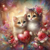 Waterverf Kittens Bloemen Harten Valentijn Feestdagenkaart