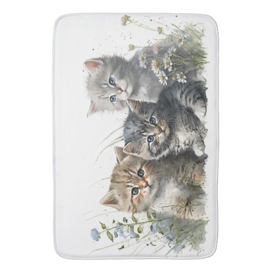 Waterverf Kittens in Grass Badmat (Voorkant Verticaal)