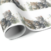 Waterverf kittens in wilde bloemen cadeaupapier (Rol Hoek)