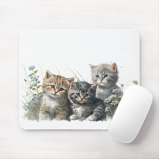 Waterverf Kittens in Wildflower Muismat (Met muis)
