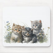 Waterverf Kittens in Wildflower Muismat (Voorkant)
