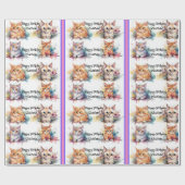 Waterverf Kittens Naam kind Verjaardagscadeau Cadeaupapier (Vlak)