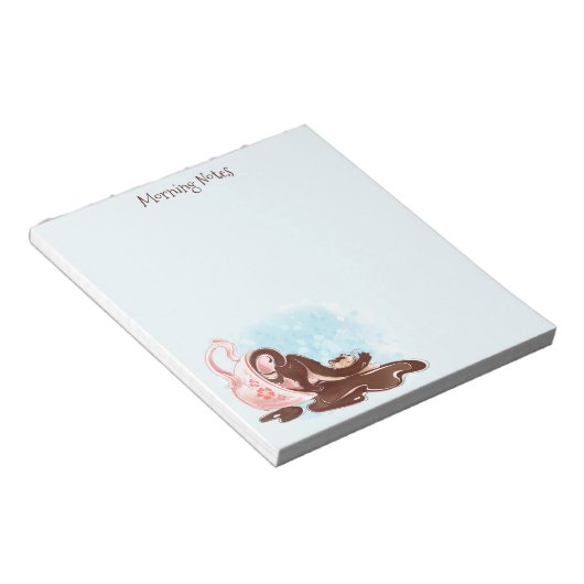 Waterverf Kitty Cat en Coffee Notitieblok (Schuin)