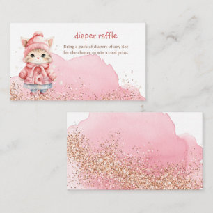 Waterverf Kitty Cat Winterjas Luier Raffle Informatiekaartje